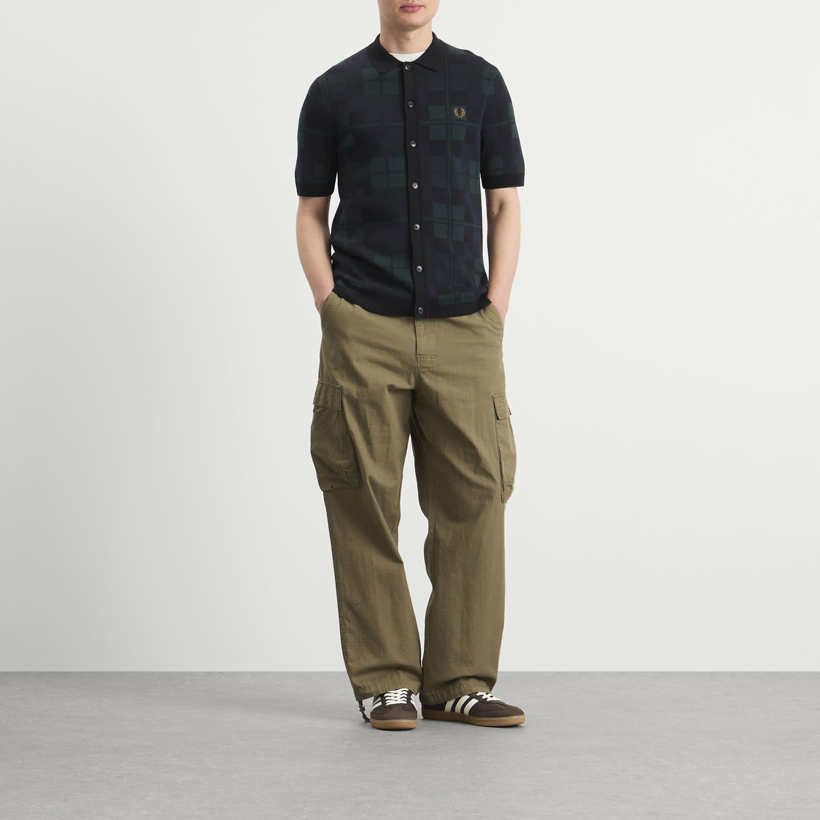 Fred Perry Black Watch Tartan Knit Shirt - Blackwatch Tarta