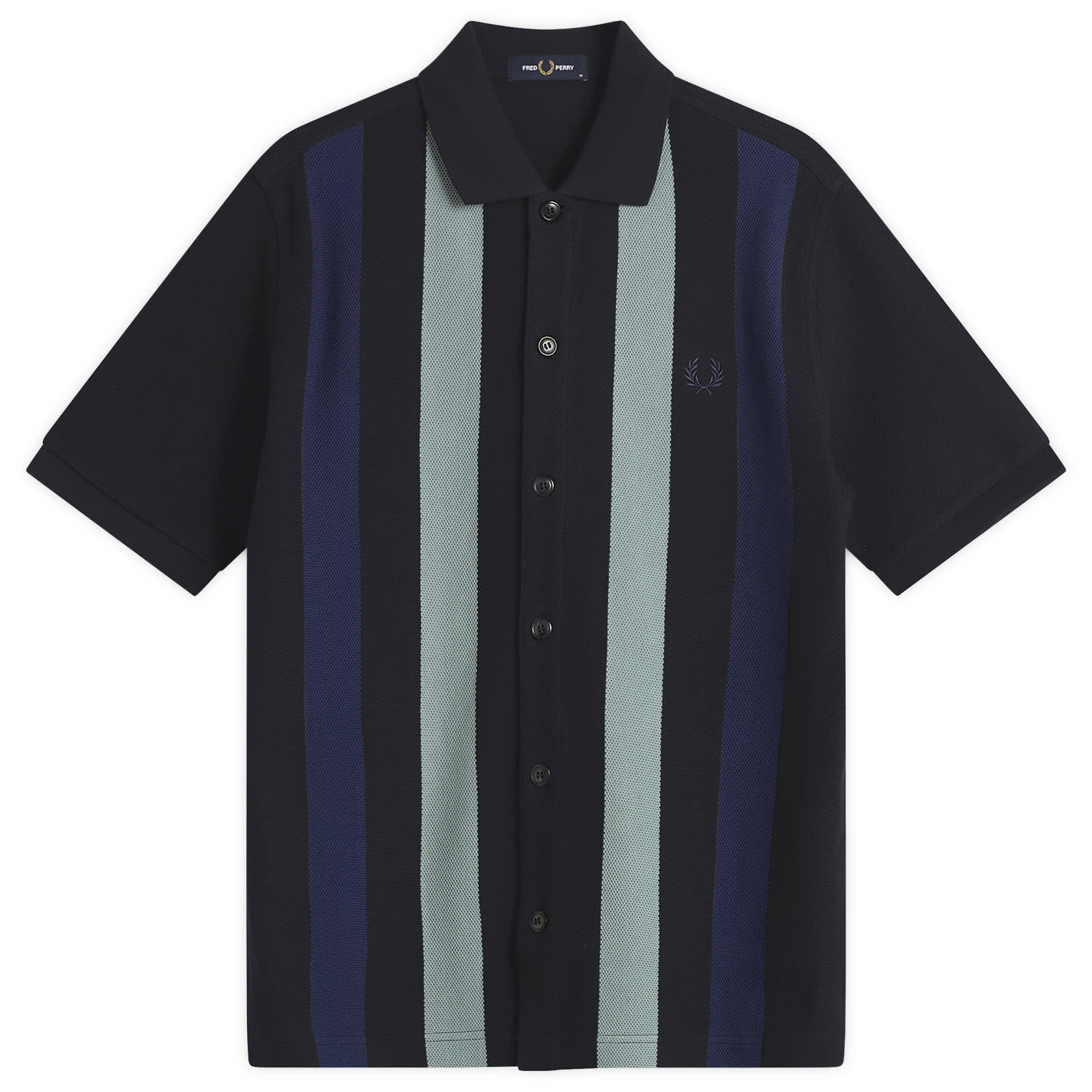 Fred Perry Vertical Stripe Polo Shirt - Black