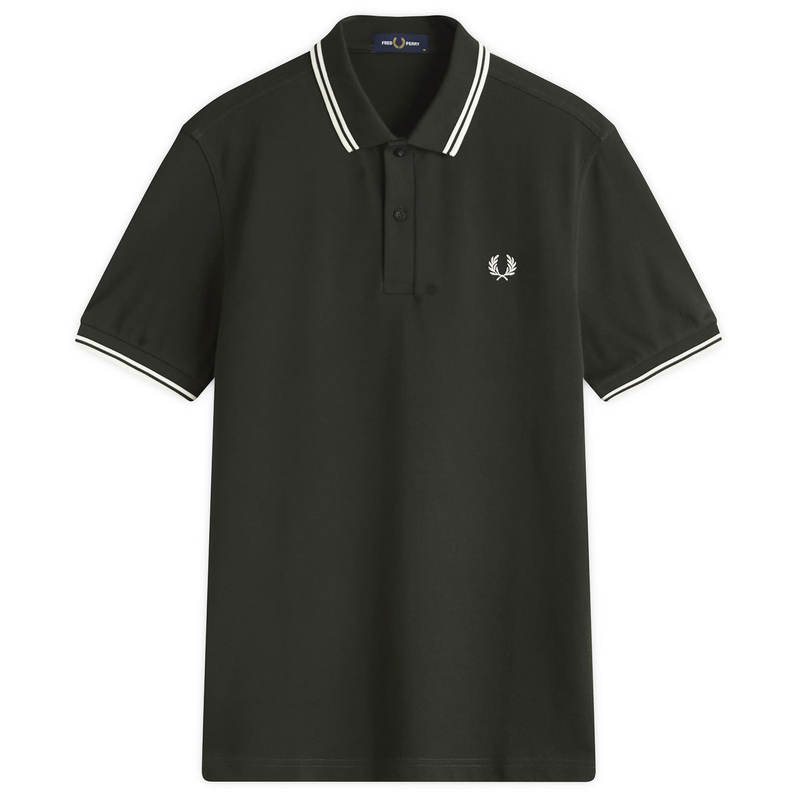 Fred Perry Twin Tipped Polo - Night Green & Snow White