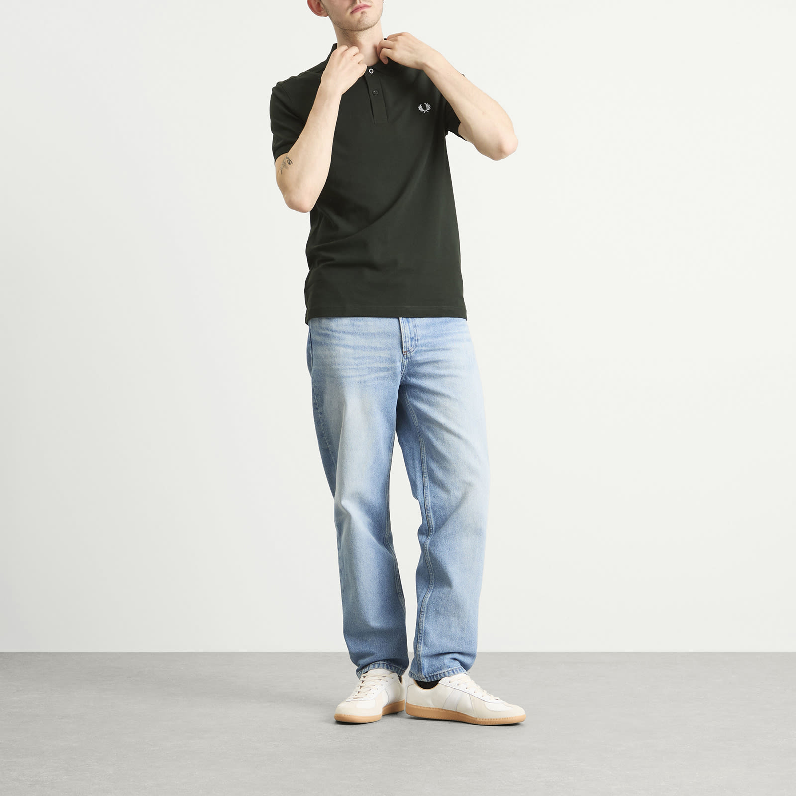 Fred Perry Plain Polo - Night Green & Snow White