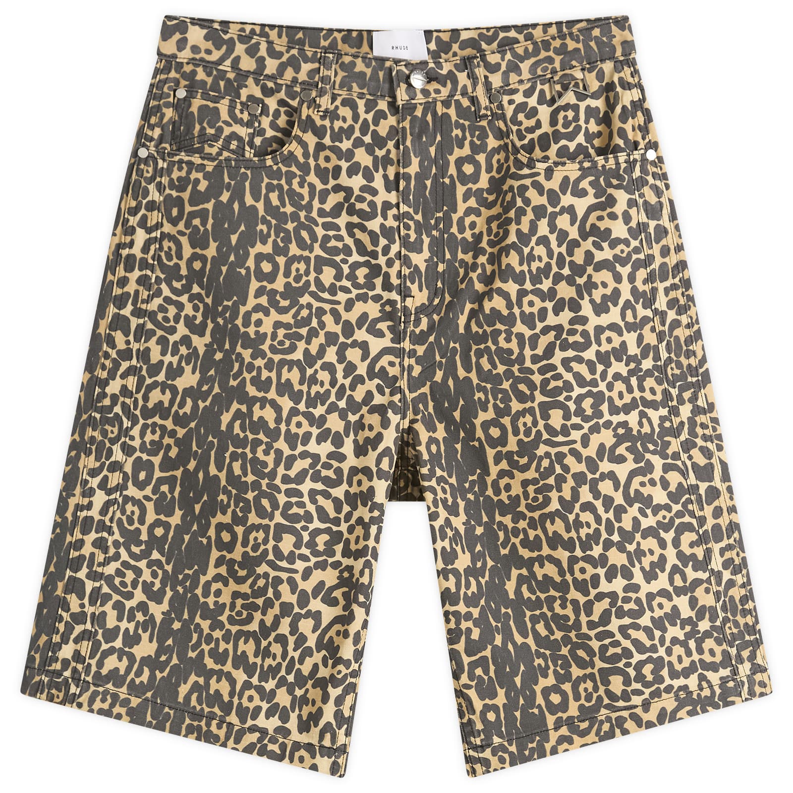 Rhude Leopard Shorts - Black & Tan
