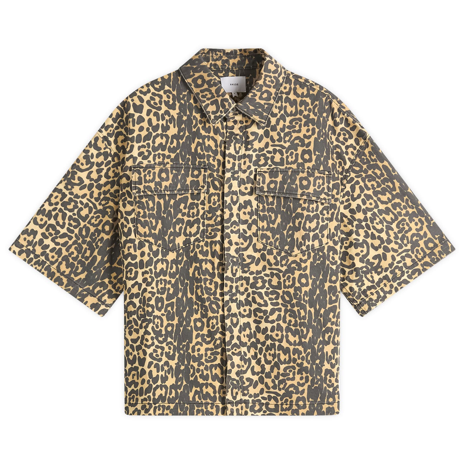 Rhude Leopard Short Sleeve Shirt - Black & Tan