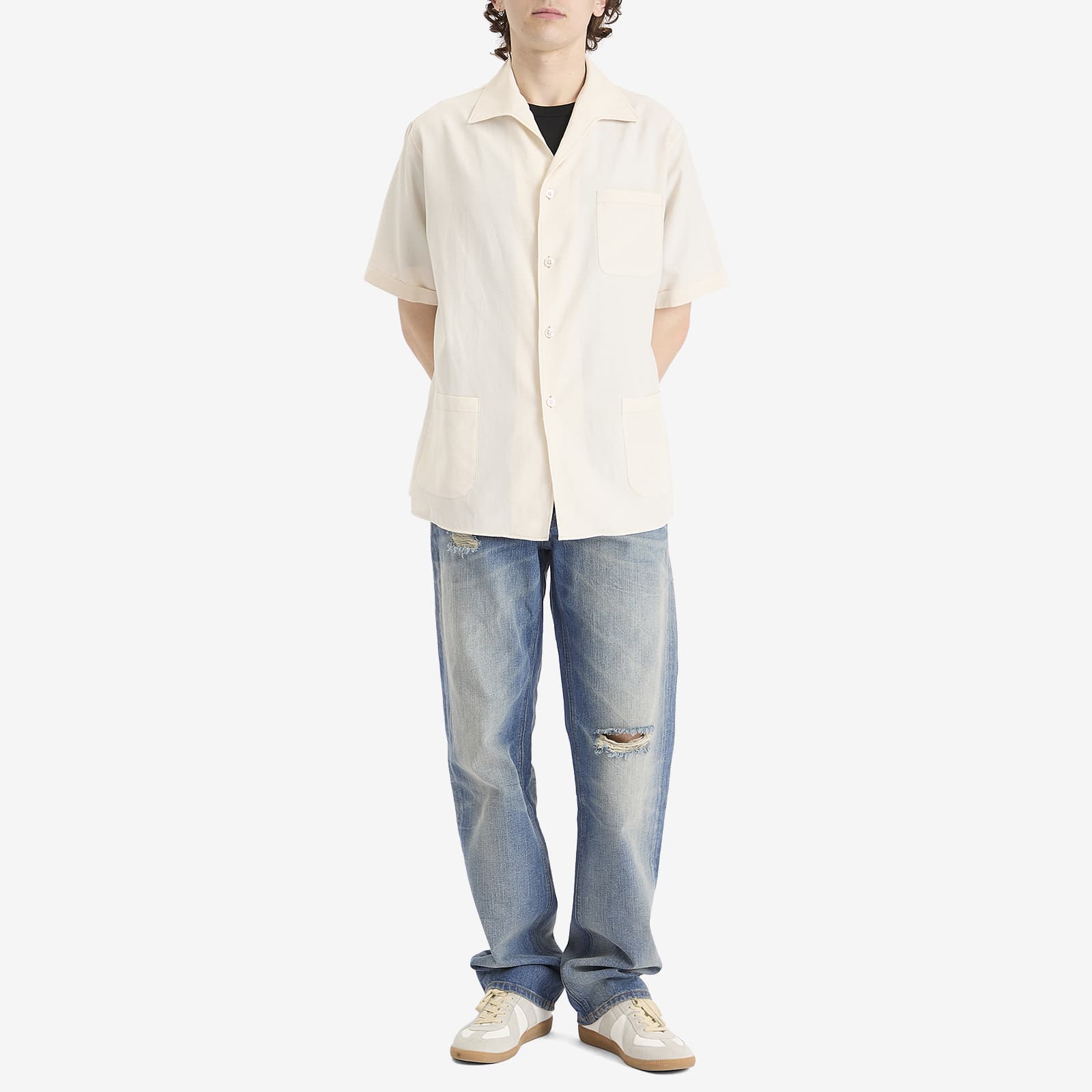 Maison Margiela Stripe Short Sleeve Shirt - Beige