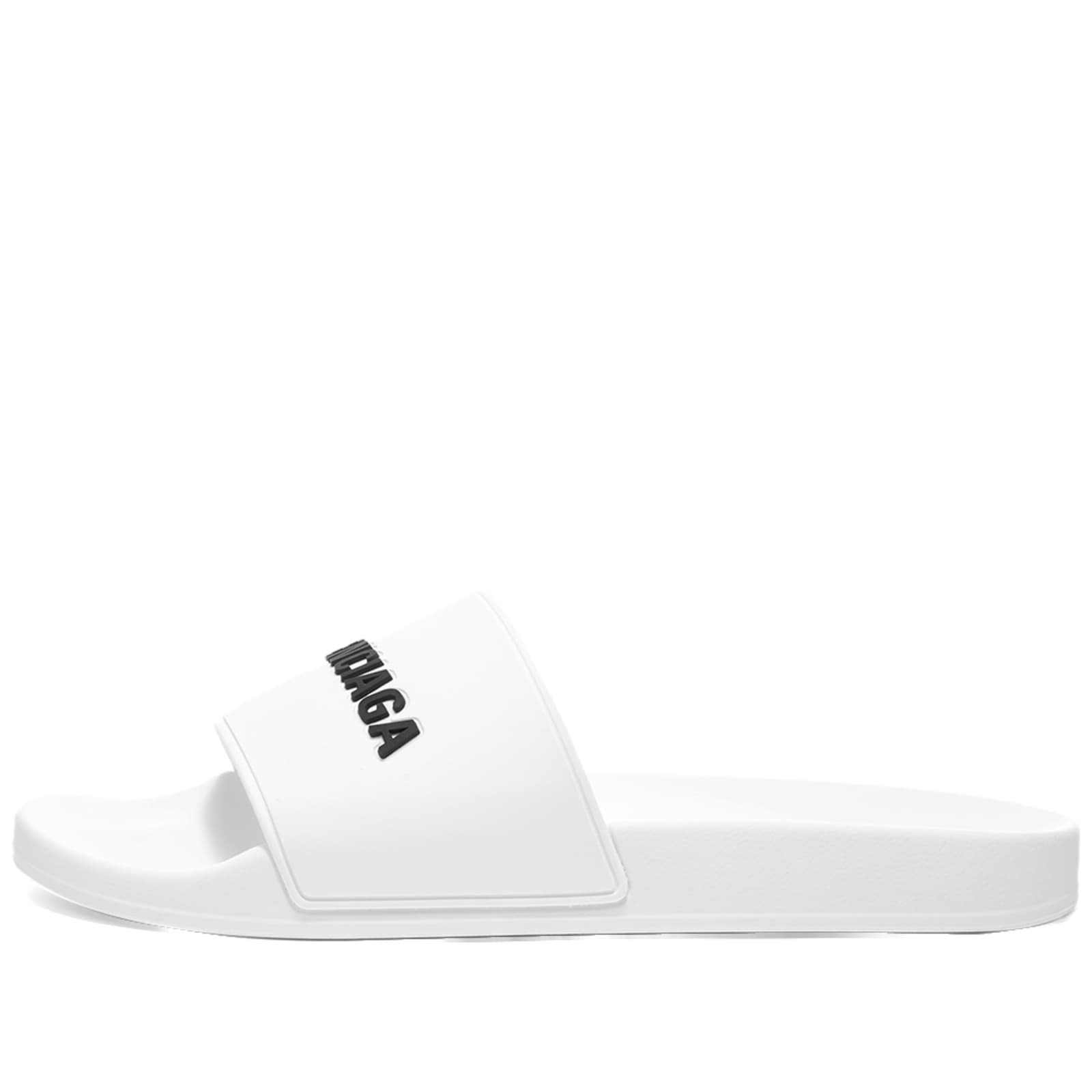 Balenciaga Logo Pool Slide White Black END.