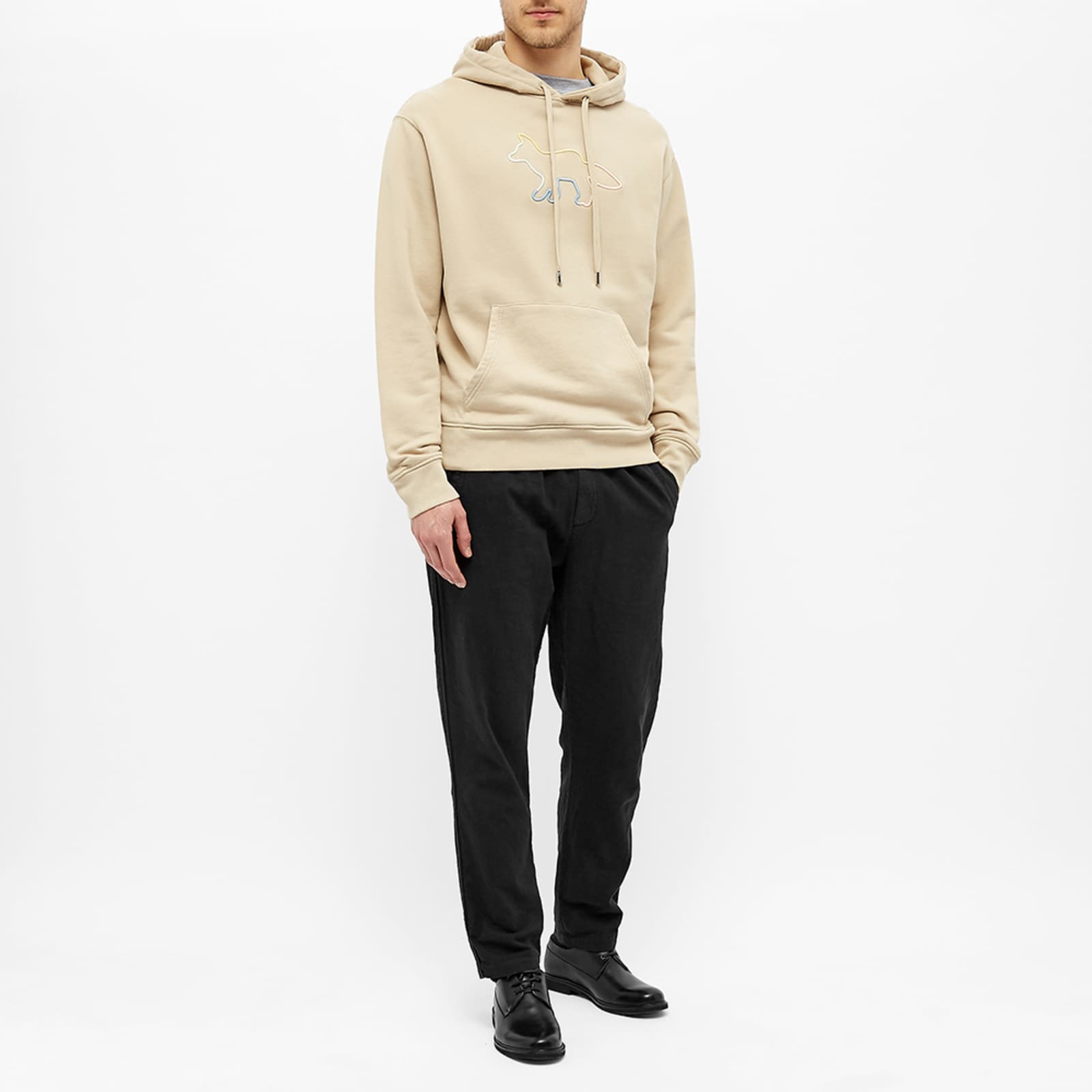 Maison Kitsuné Rainbow Fox Embroidered Hoody - Beige