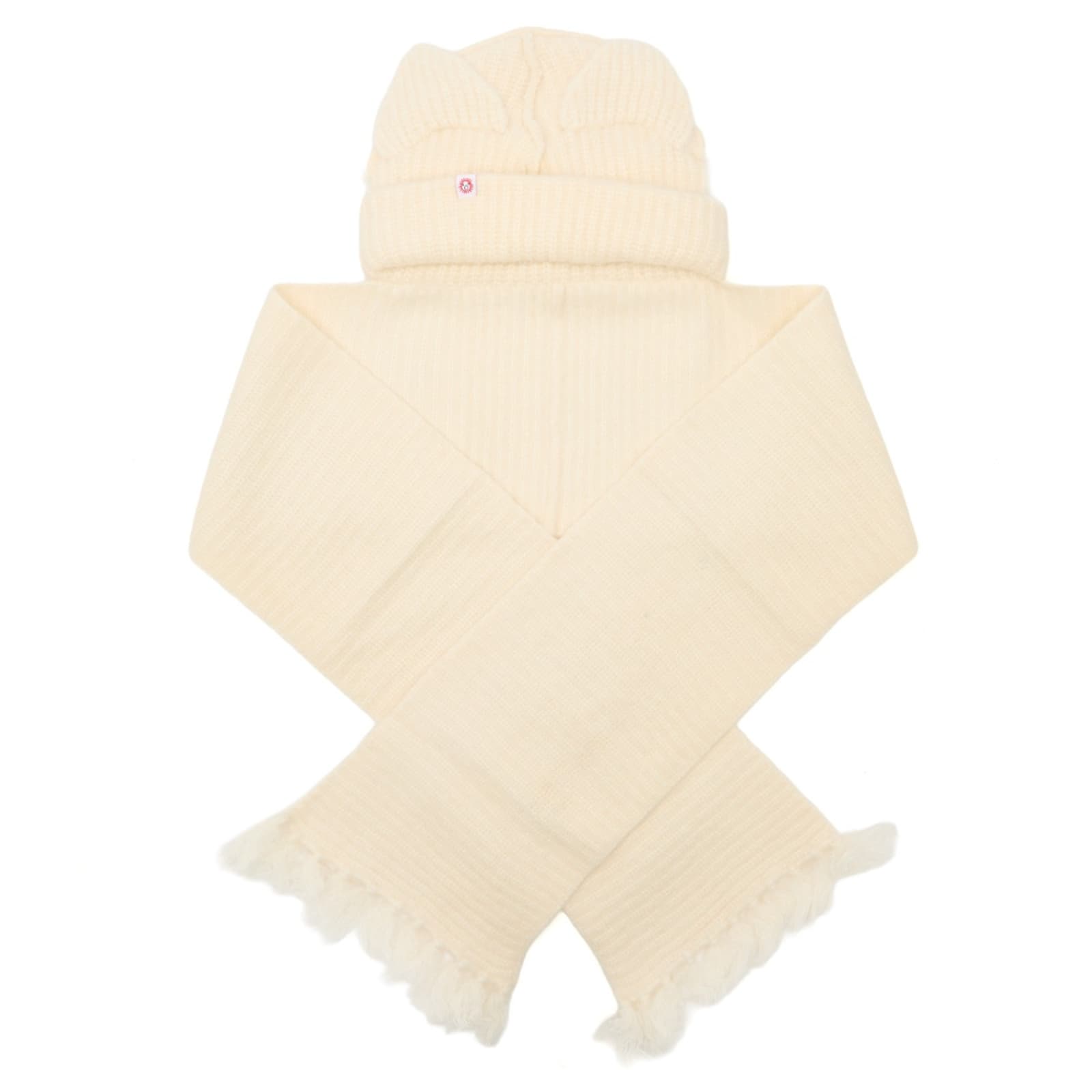 Charles Jeffrey Alpaca Chunky Ears Scarf Beanie - Ecru