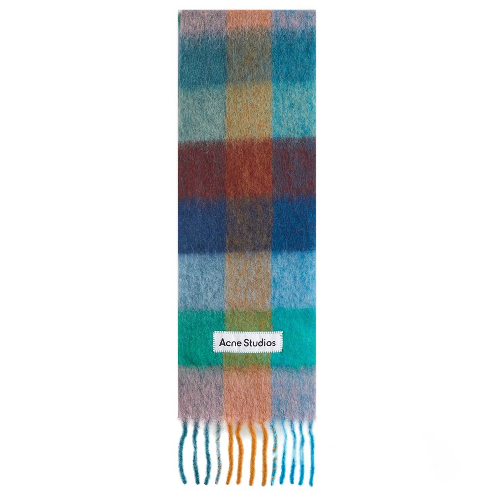 Acne Studios Vally Check Scarf - Turquoise, Camel & Blue