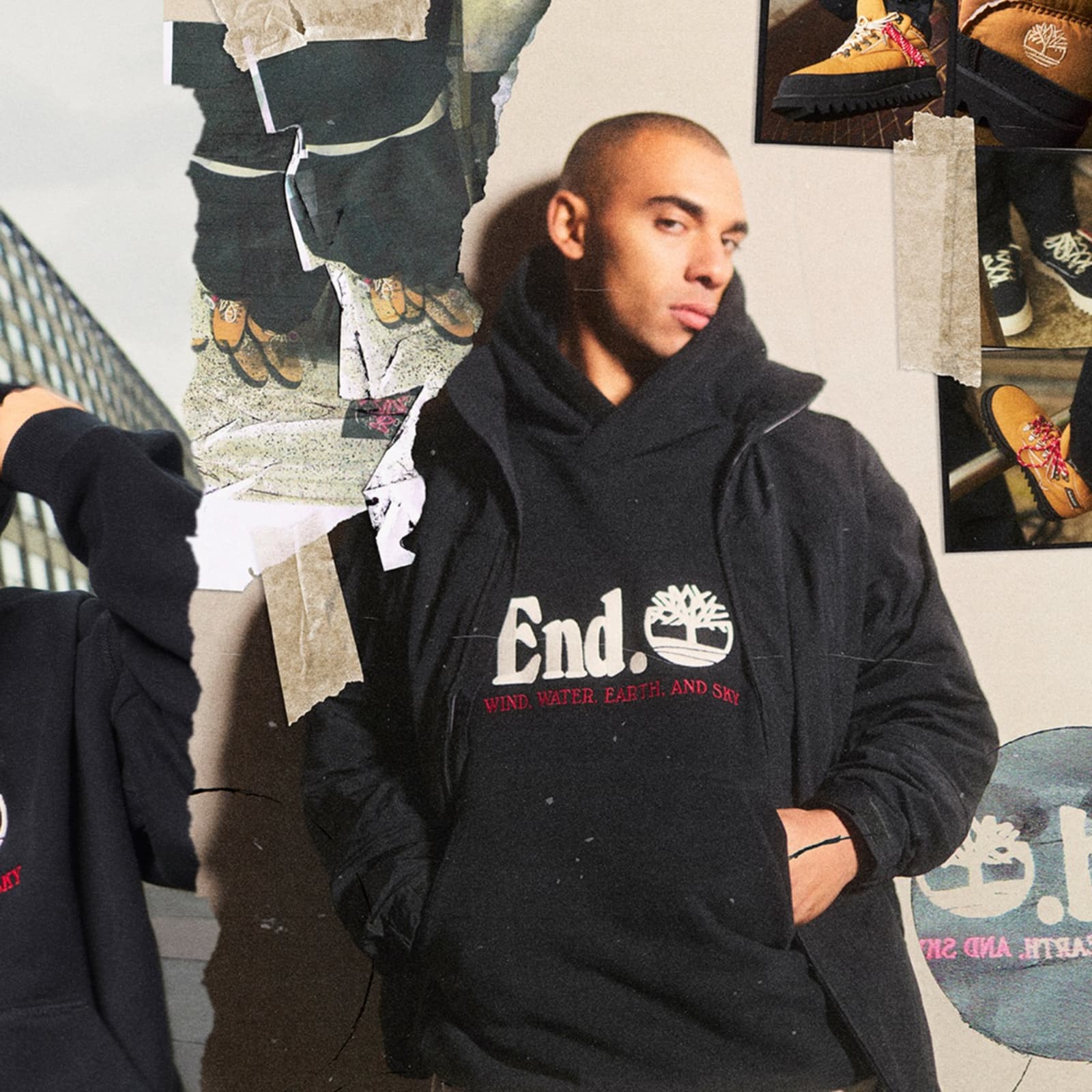 END. x Timberland Logo Hoodie - Black