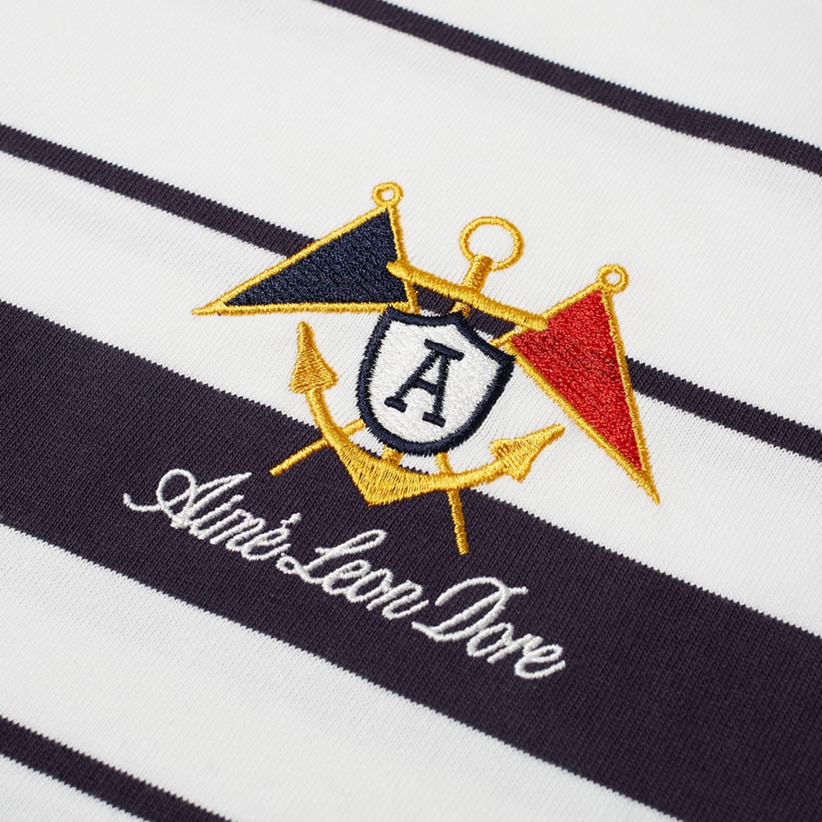 Aimé Leon Dore Embroidered Stripe TShirt Maritime Blue END. (AR)