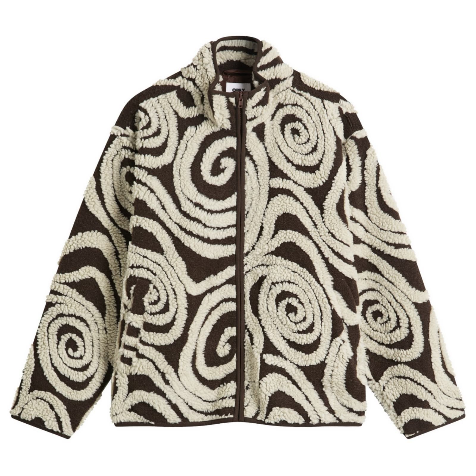 Obey Swirls Jacquard Zip Jacket - Brown Multi