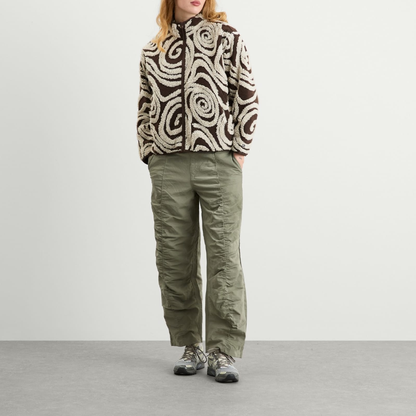 Obey Swirls Jacquard Zip Jacket - Brown Multi