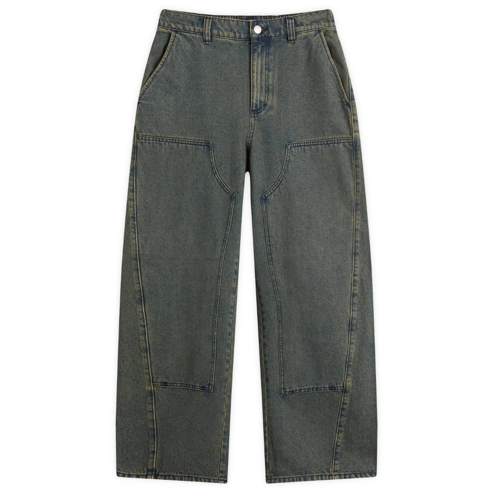 Obey Leah Iii Baggy Double Knee Denim Jeans - Yellow Tint Wash