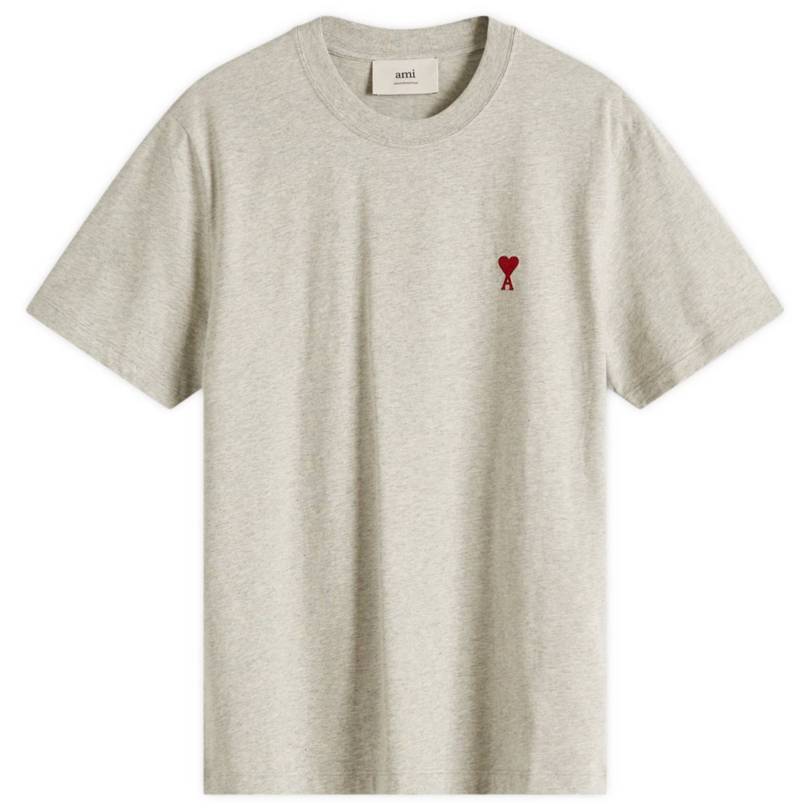 AMI Paris Small Red ADC Classic T-Shirt - Heather Ash Grey