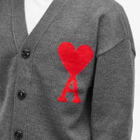 AMI Large A Heart Cardigan - Grey