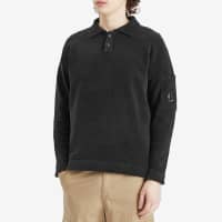 C.P. Company Chenille Cotton Lens Knit Polo - Black