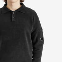 C.P. Company Chenille Cotton Lens Knit Polo - Black