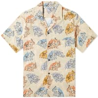 Acne Studios Simon Elephant Print Vacation Shirt - Beige