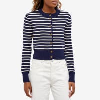 AMI Sailor Stripe Cardigan - Nautic Blue & Natural White