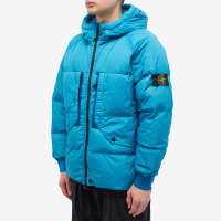 Stone Island Crinkle Reps Hooded Down Jacket - Turquoise