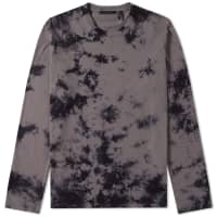 Helmut Lang Long Sleeve Tie-Dye Logo Tee - Grey & Black