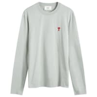 AMI Paris Small A Heart Long Sleeve T-Shirt - Clay Blue