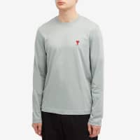 AMI Paris Small A Heart Long Sleeve T-Shirt - Clay Blue