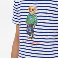 Polo Ralph Lauren Striped Beach Bear T-Shirt - White & Heritage Royal Beach