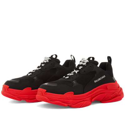 balenciaga black and red triple s