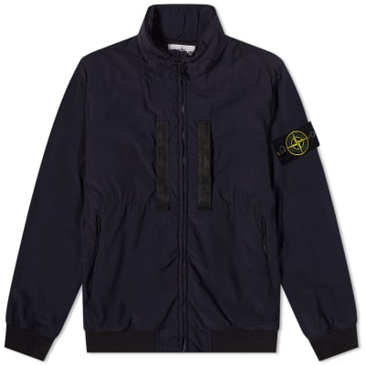stone island hooded overshirt black