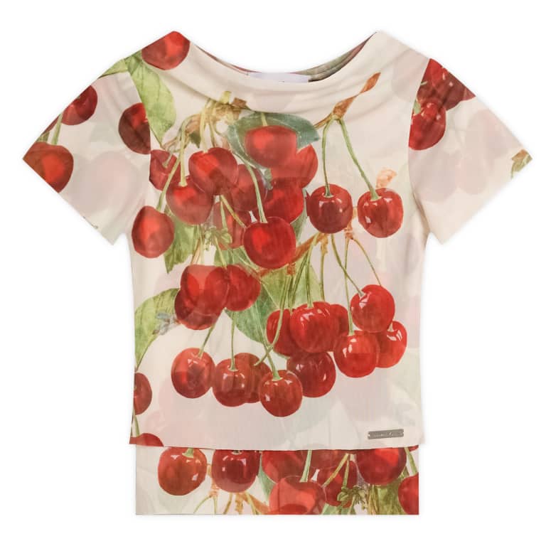 House of Sunny Cherry Mesh Top