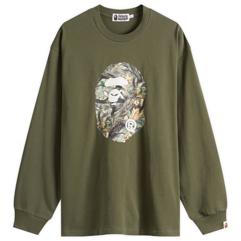 Футболка с длинным рукавом Bathing Ape Tree Edge Camo Ape Head