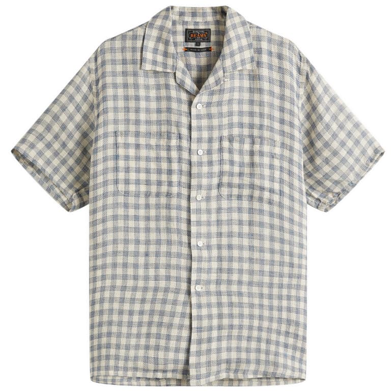 Beams Plus Open Collar Panama Plaid Linen Shirt 24290₽