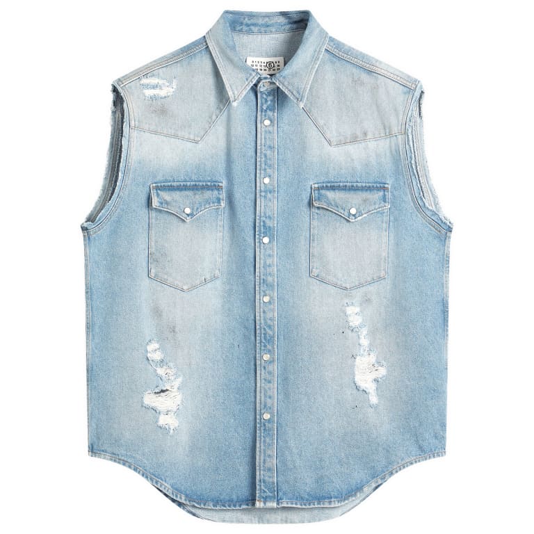 MM6 Maison Margiela Sleeveless Distressed Denim Shirt 122490₽