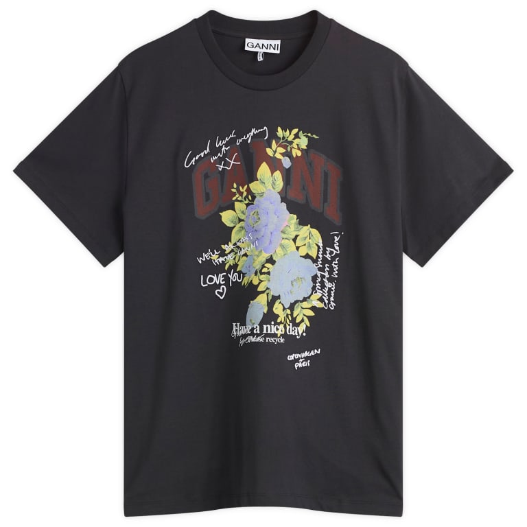 Футболка с логотипом GANNI Rose