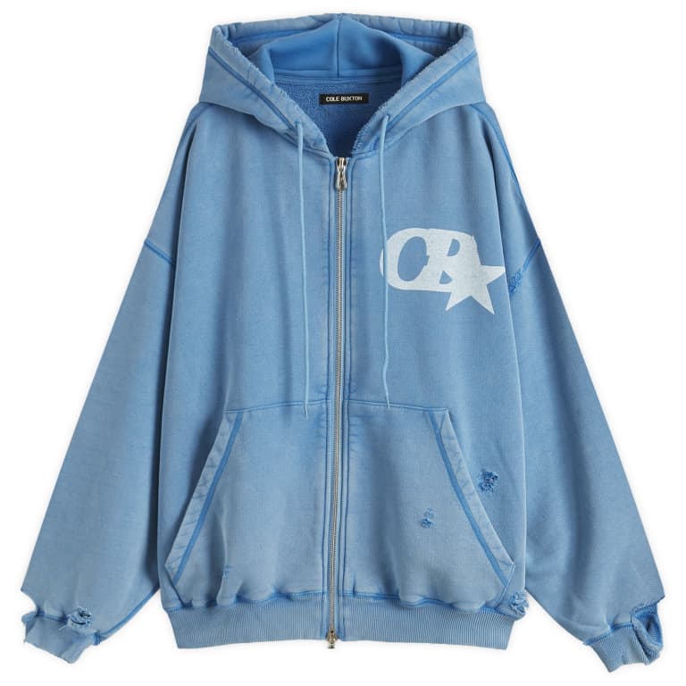 Cole Buxton CB Star Distressed Pocket Zipped Hoodie