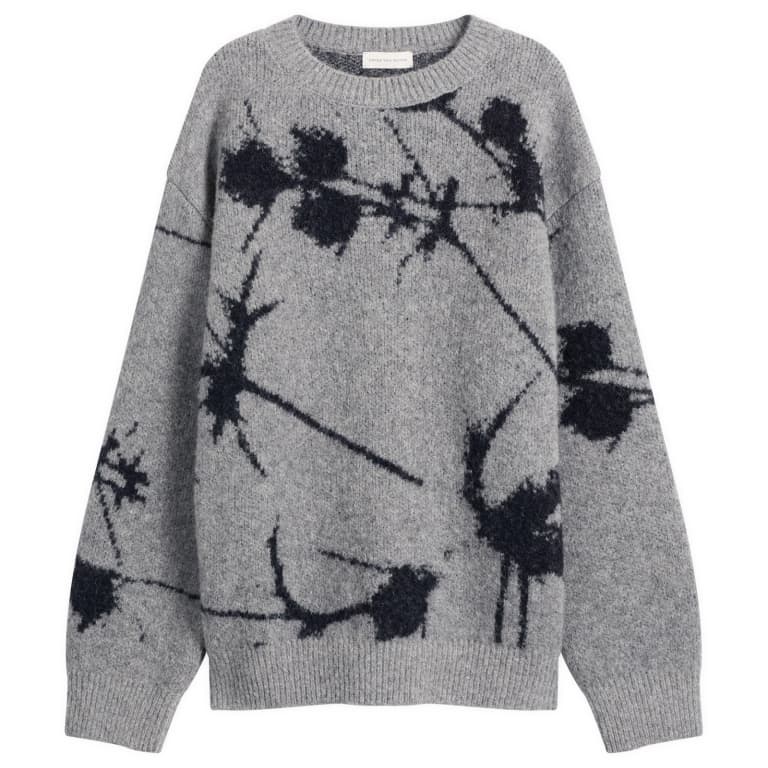 Dries Van Noten Thistle Printed Alpaca Wool Jumper