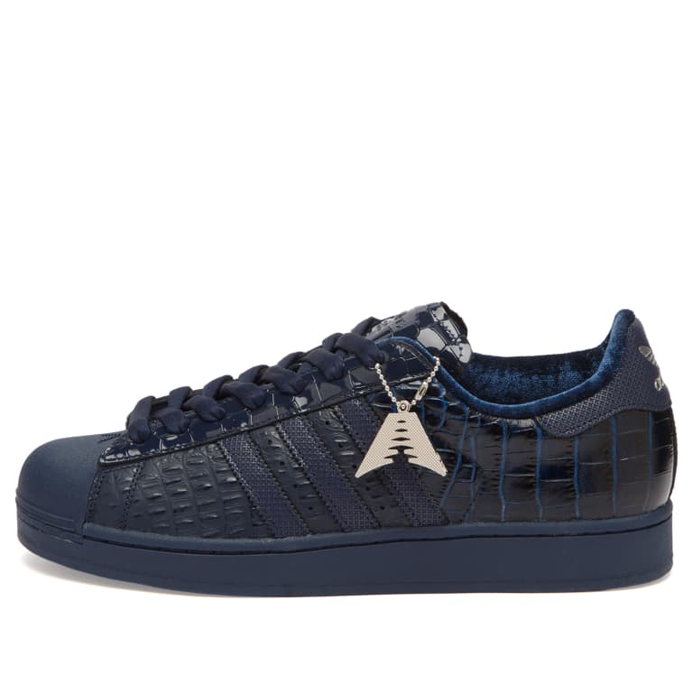 Anthony Edwards x adidas Superstar Navy Croc lateral view