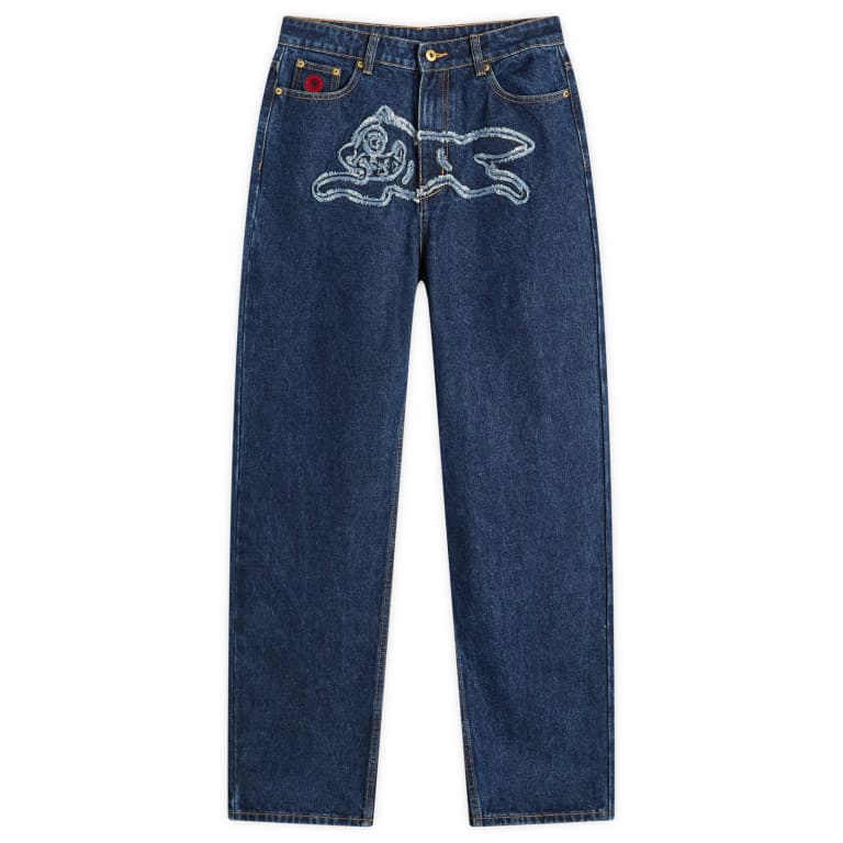 Джинсовые брюки с аппликацией из мороженого 