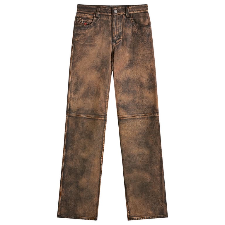 Камуфляжные кожаные брюки Diesel L-Ysa