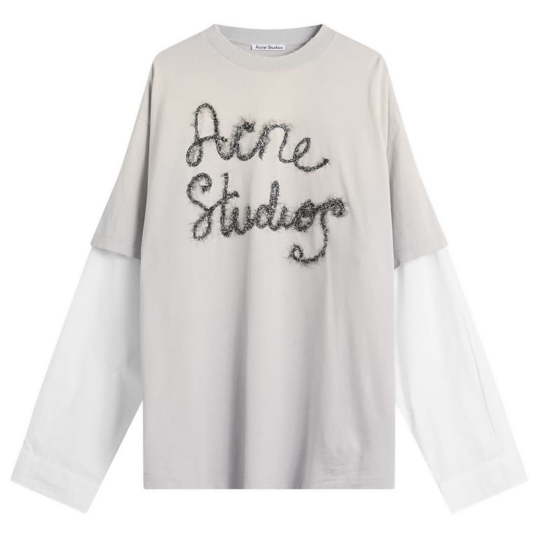 Футболка с двойным рукавом и логотипом Acne Studios Tinsel