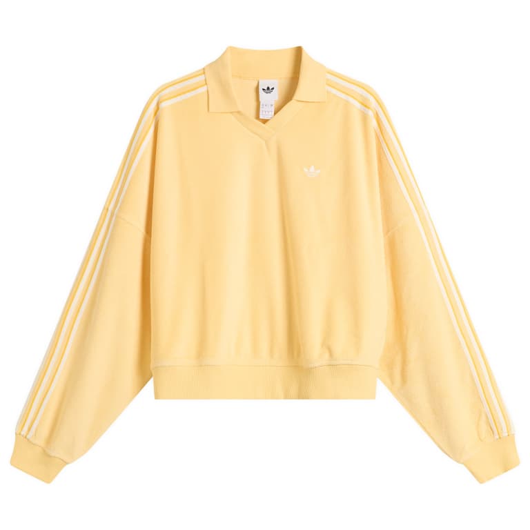 Топ-поло из махрового полотенца Adidas с V-образным вырезом