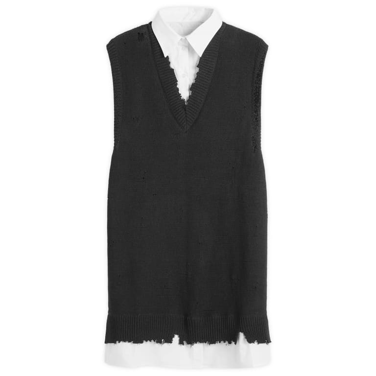 Трикотажное мини-платье MM6 Maison Margiela с V-образным вырезом