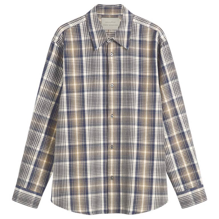 Рубашка в матовую клетку Studio Nicholson View с длинным рукавом