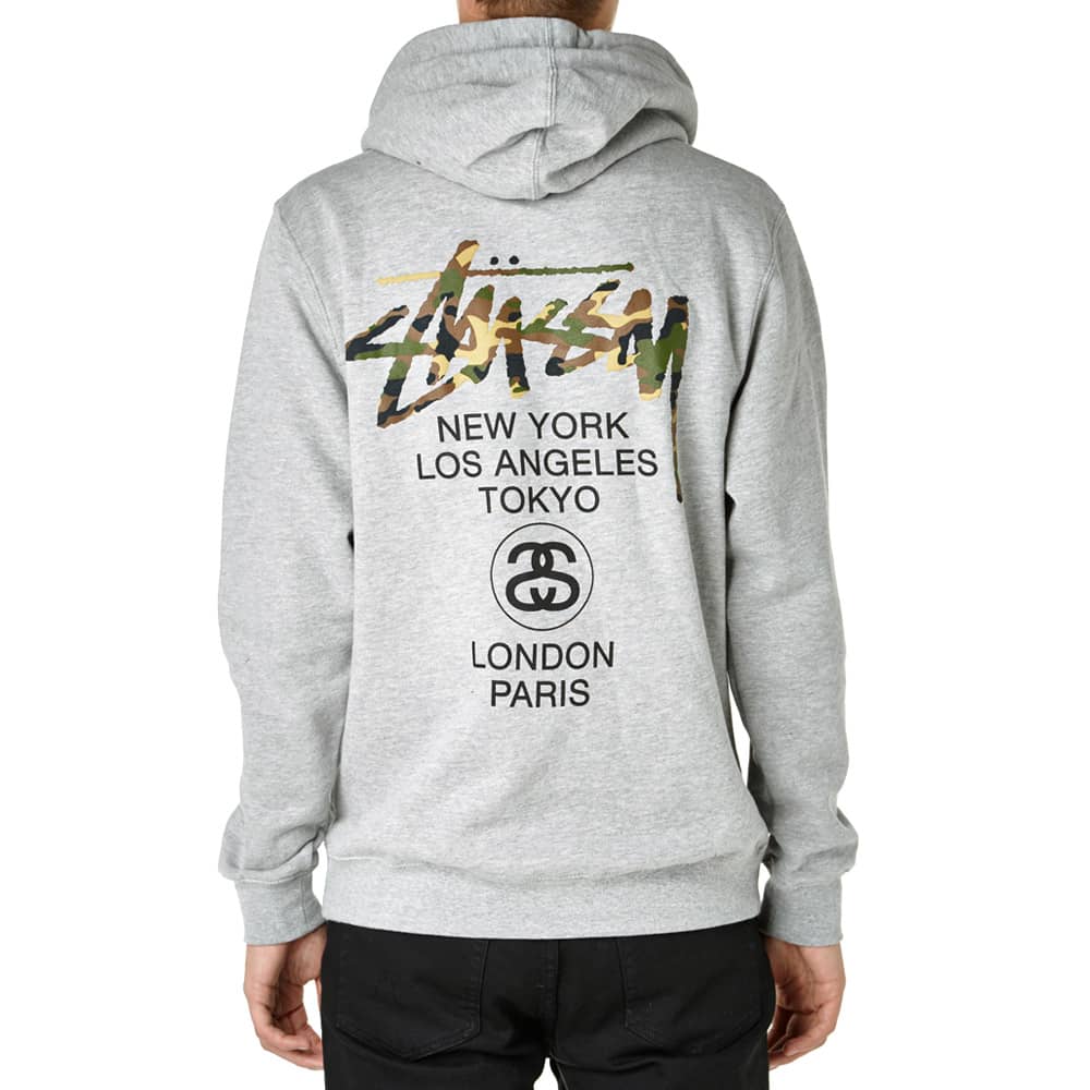 Stussy world tour hoodie grey clearance