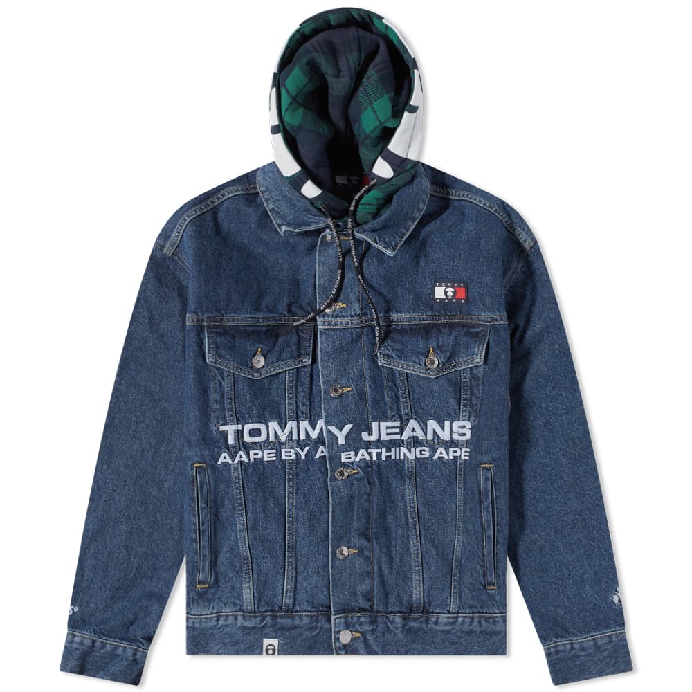 AAPE x Tommy Hooded Denim Jacket Blue 