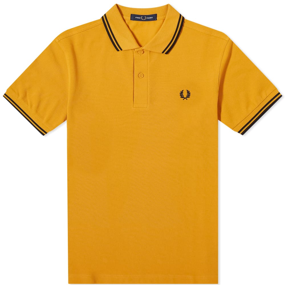 Fred Perry Slim Fit Twin Tipped Polo Gold & Black END.