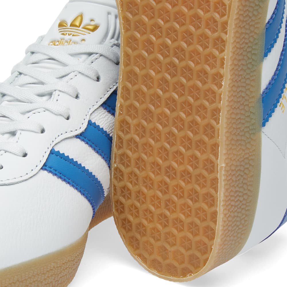 adidas originals gazelle super sneakers in white and blue