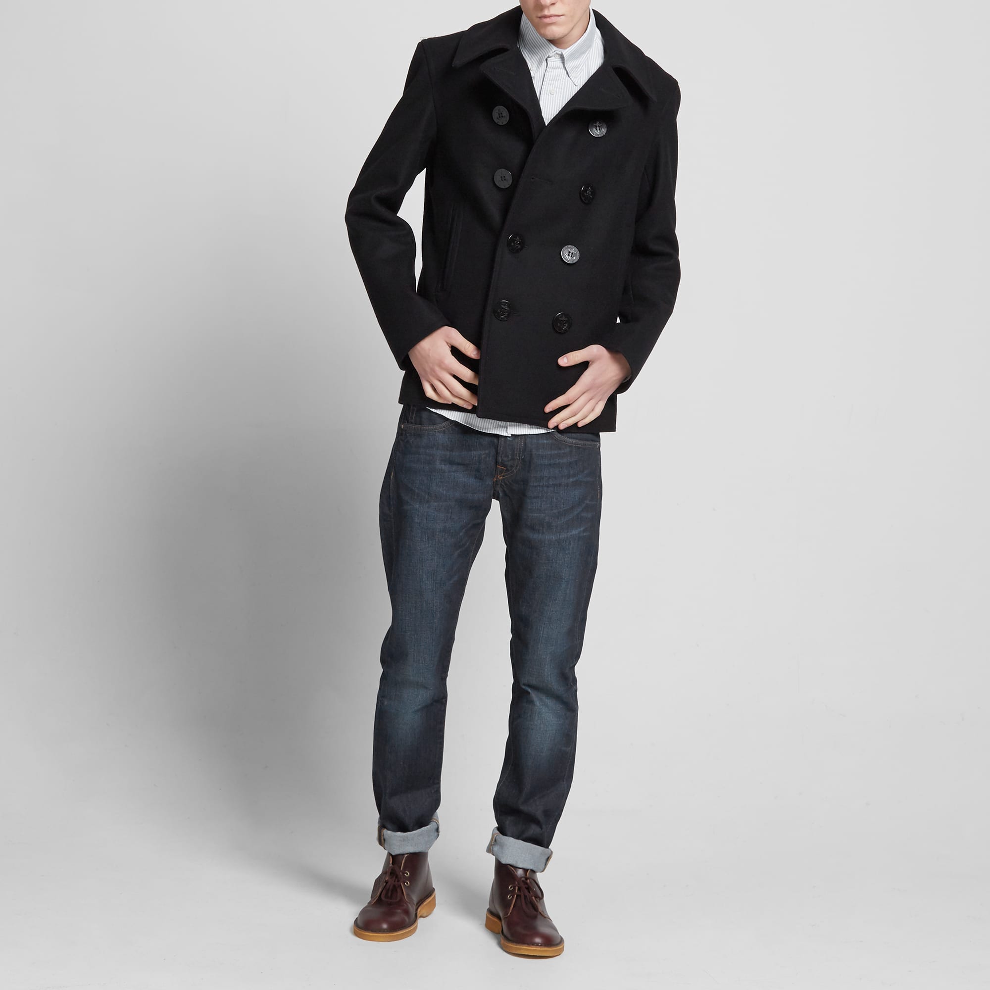 Gloverall Reefer Pea Coat Black END.