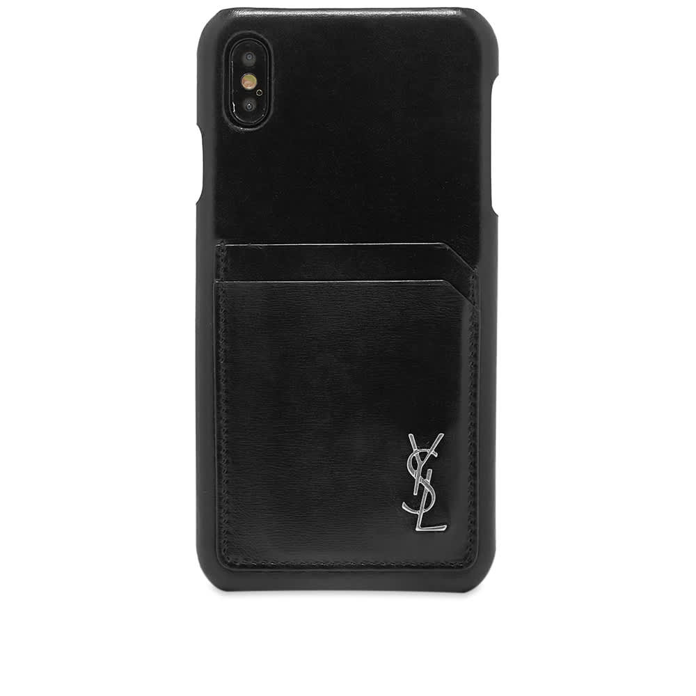 Saint Laurent YSL Metal Logo iPhone XS Max Case Black & Silver END.