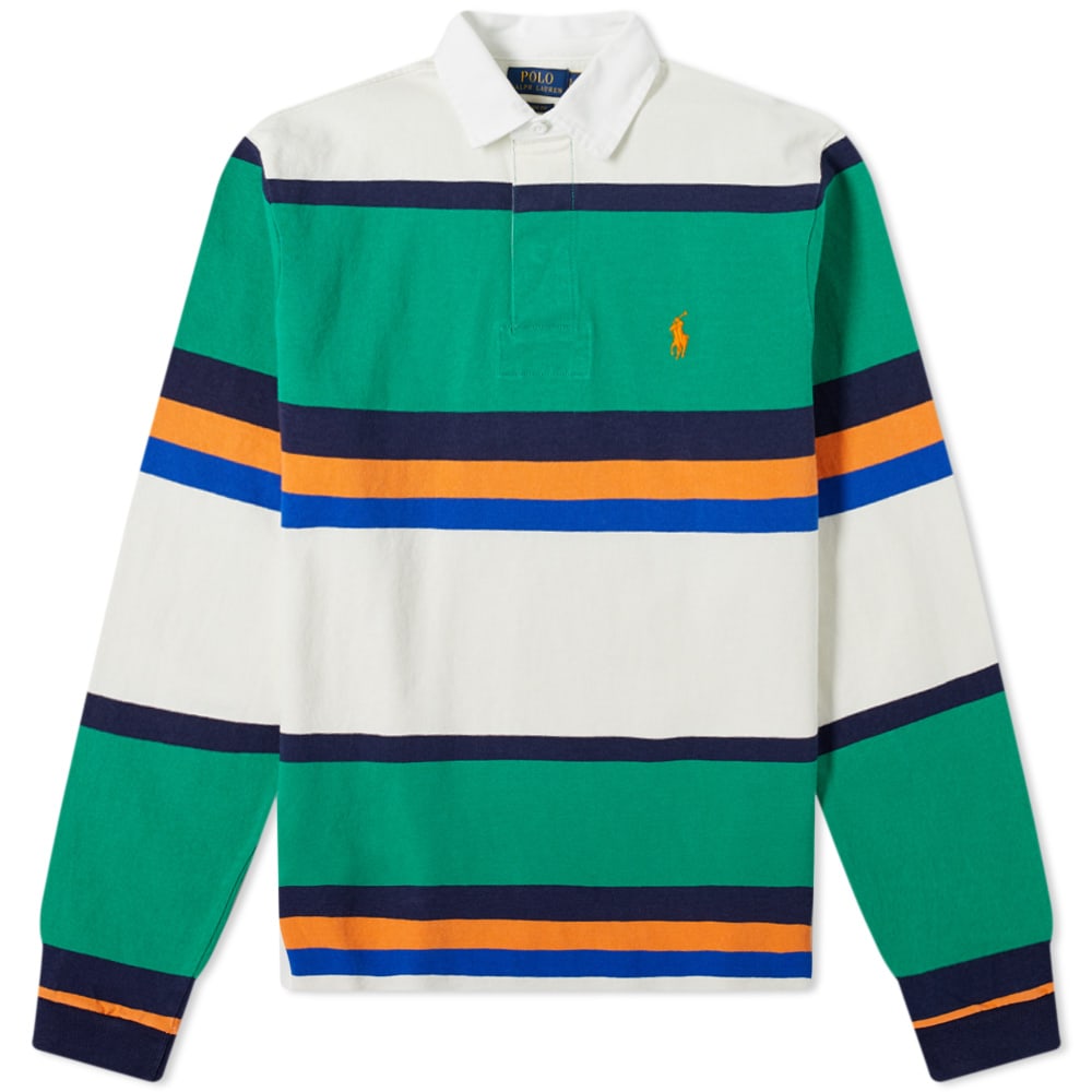 Polo Ralph Lauren Multi Stripe Jersey Rugby Shirt Scarab Green Multi